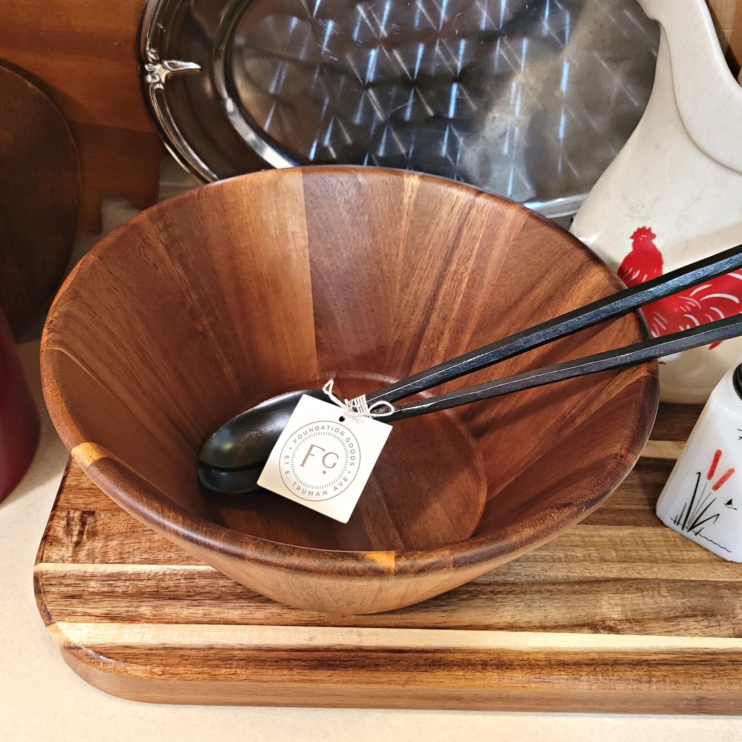 Hand Forged Metal Salad Servers in Pewter Finish - Foundation Goods