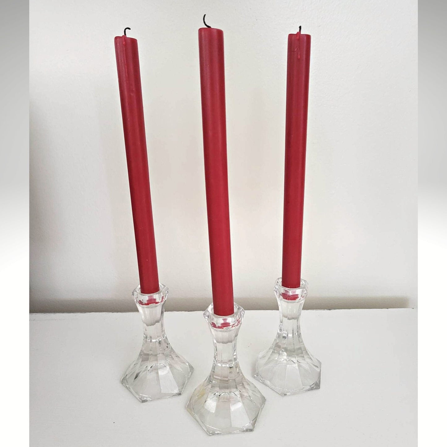 Vintage Austrian 24% Lead Crystal Taper Candle Holders - Set of 3