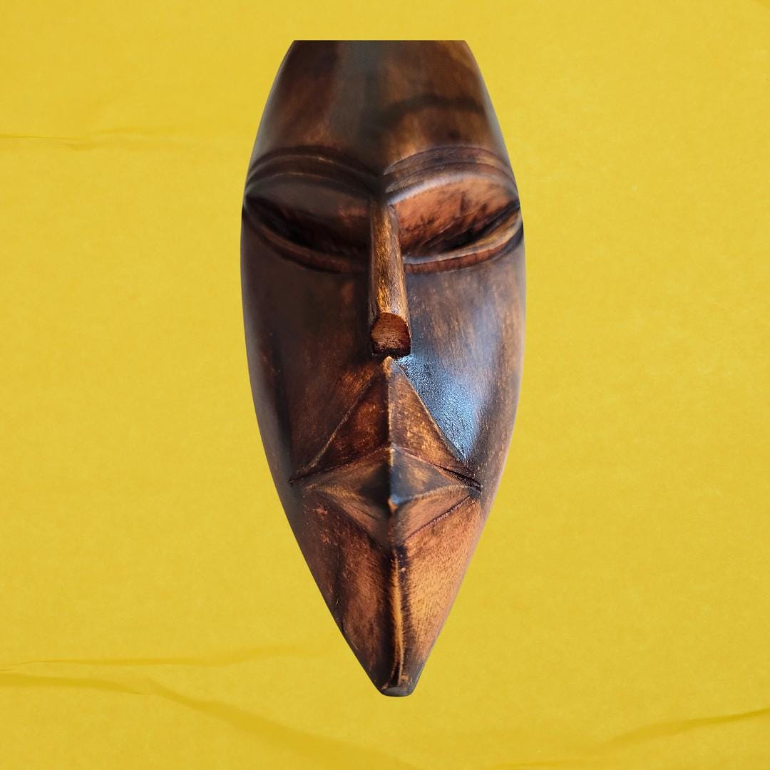 Vintage Hand Crafted Wood Mask - African Mask - Wall Hanging - Art Piece - Sculpture