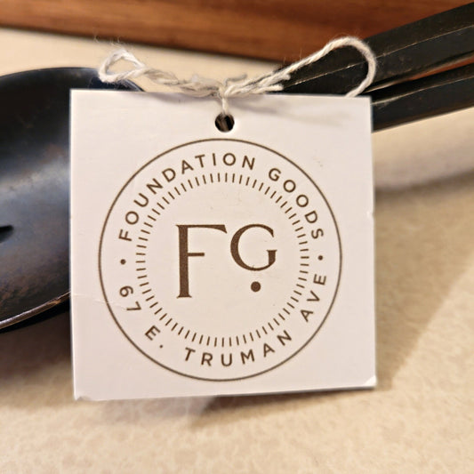 Hand Forged Metal Salad Servers in Pewter Finish - Foundation Goods