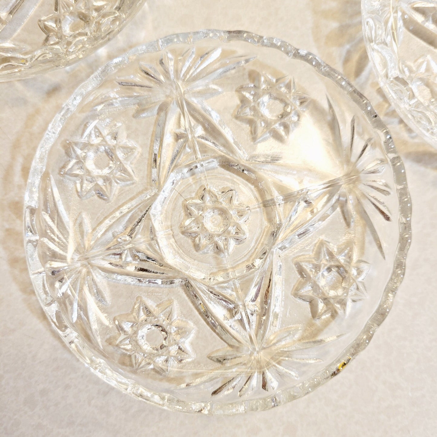 Vintage Anchor Hocking Coasters: Early American Prescut Star of David, Set of 5