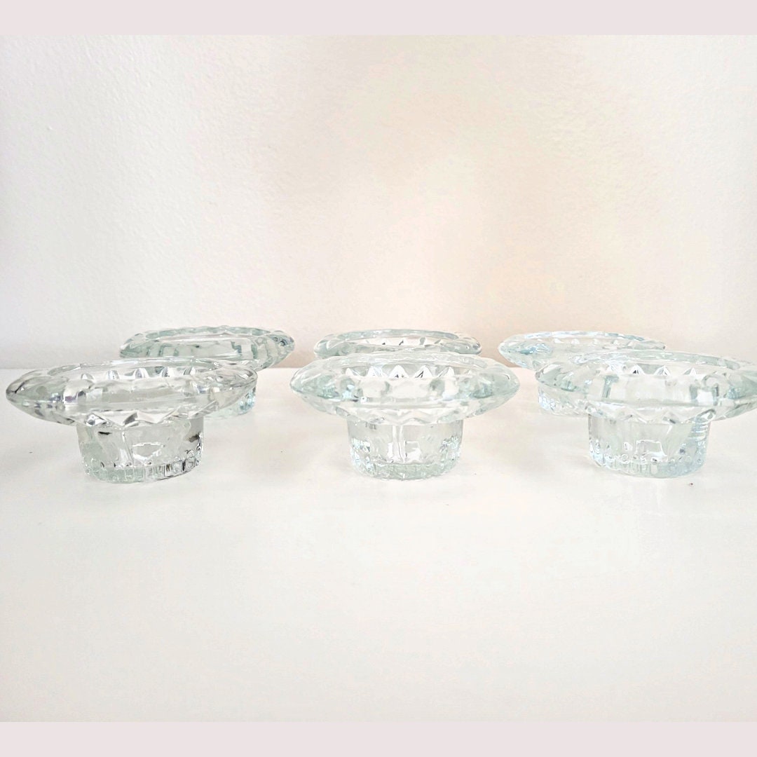 Vintage KIG Indonesia Crystal Candle Holders - Set of 6