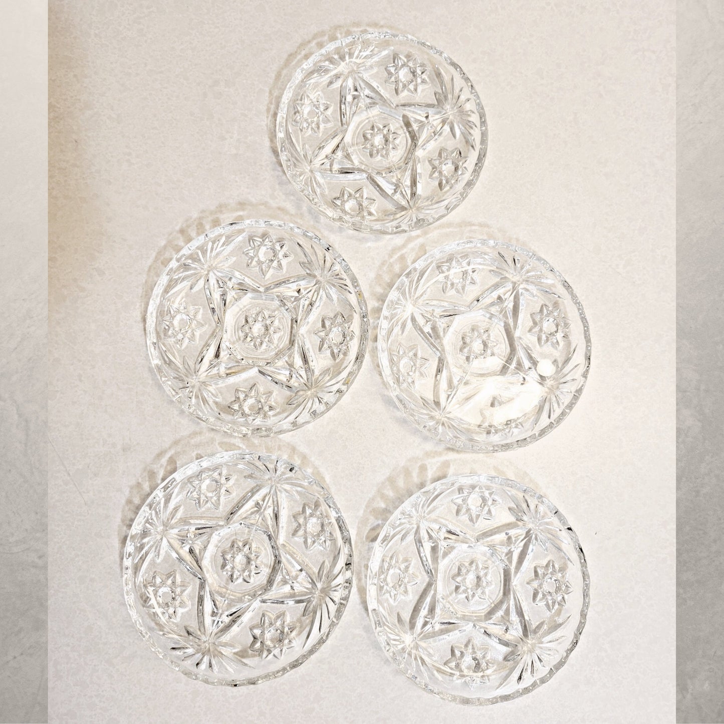 Vintage Anchor Hocking Coasters: Early American Prescut Star of David, Set of 5