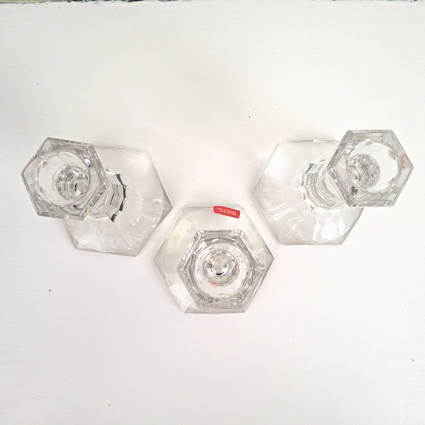 Vintage Austrian 24% Lead Crystal Taper Candle Holders - Set of 3