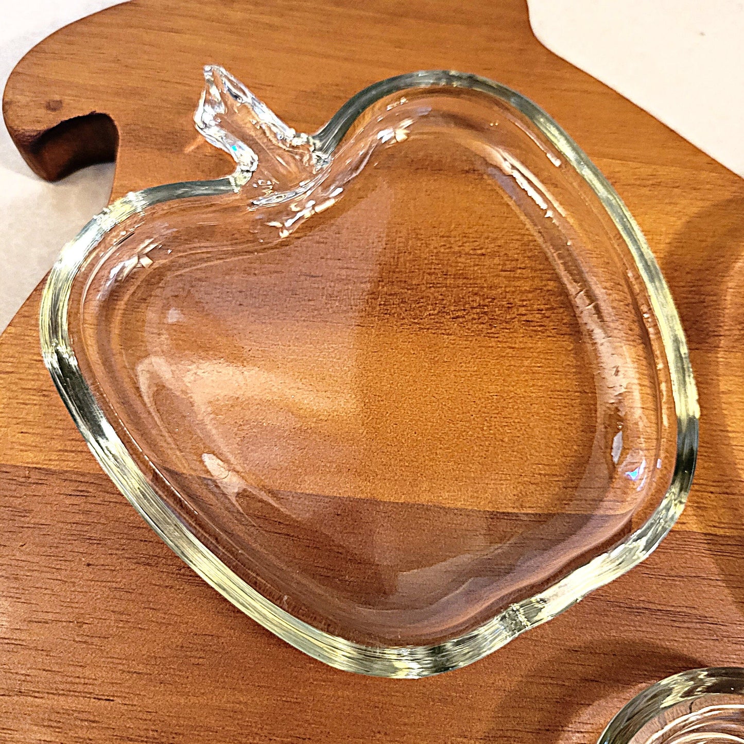 Set of 4 Vintage Mid Century Glass Apple Shaped Coasters - Possibly Anchor Hocking