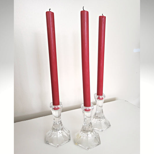 Vintage Austrian 24% Lead Crystal Taper Candle Holders - Set of 3