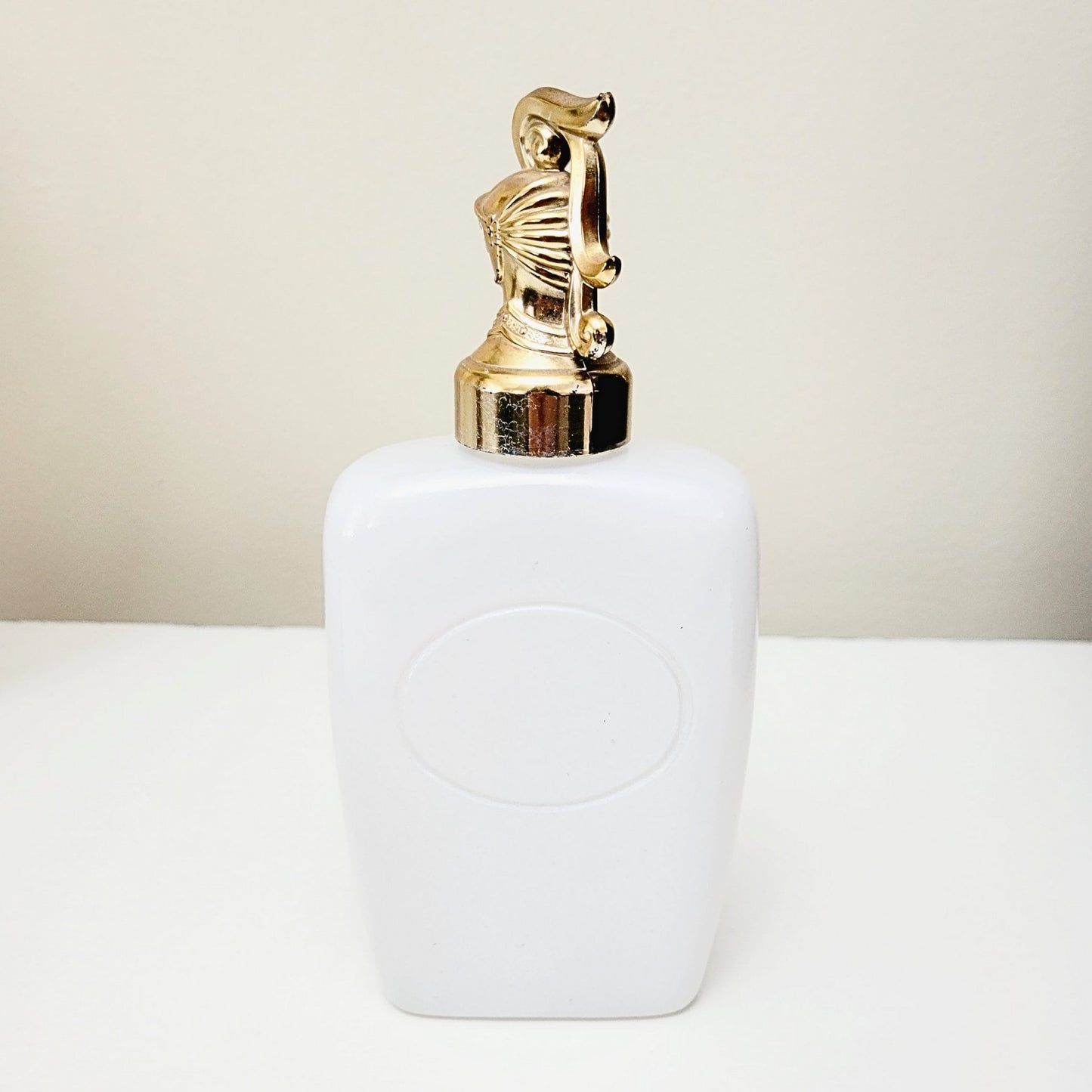 Rare Vintage Mid Century - King's Men Cologne Bottle/Decanter - Knight Helmet - White Glass