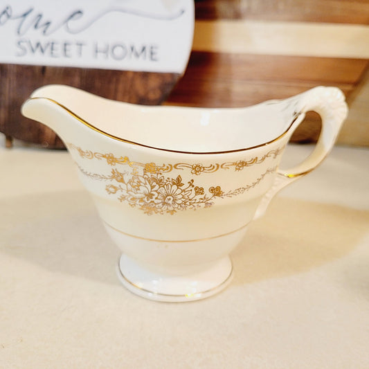Crown Potteries Co. Vintage Creamer - Gold Etching - Made in USA - 250071