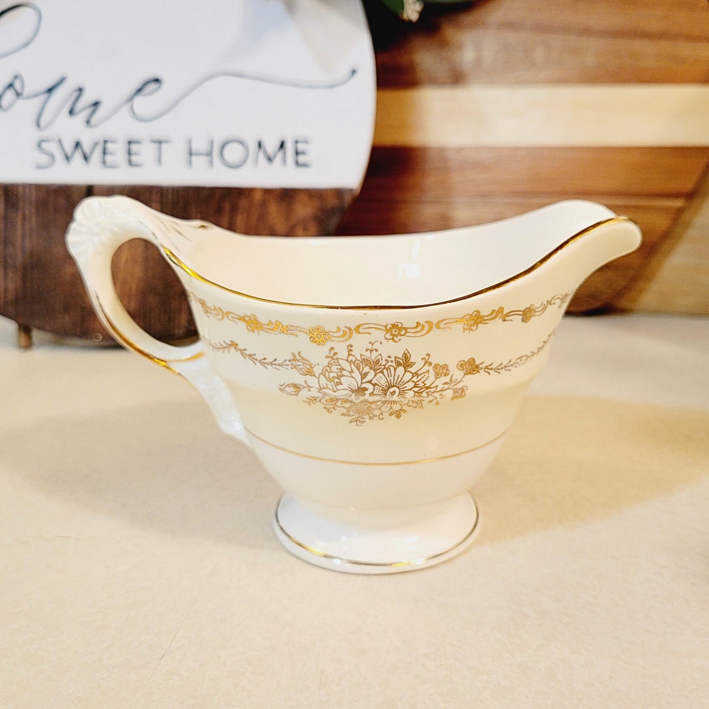 Crown Potteries Co. Vintage Creamer - Gold Etching - Made in USA - 250071