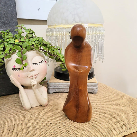 Carved Myrtle Wood Virgin Mary Sculpture - Signed 1977