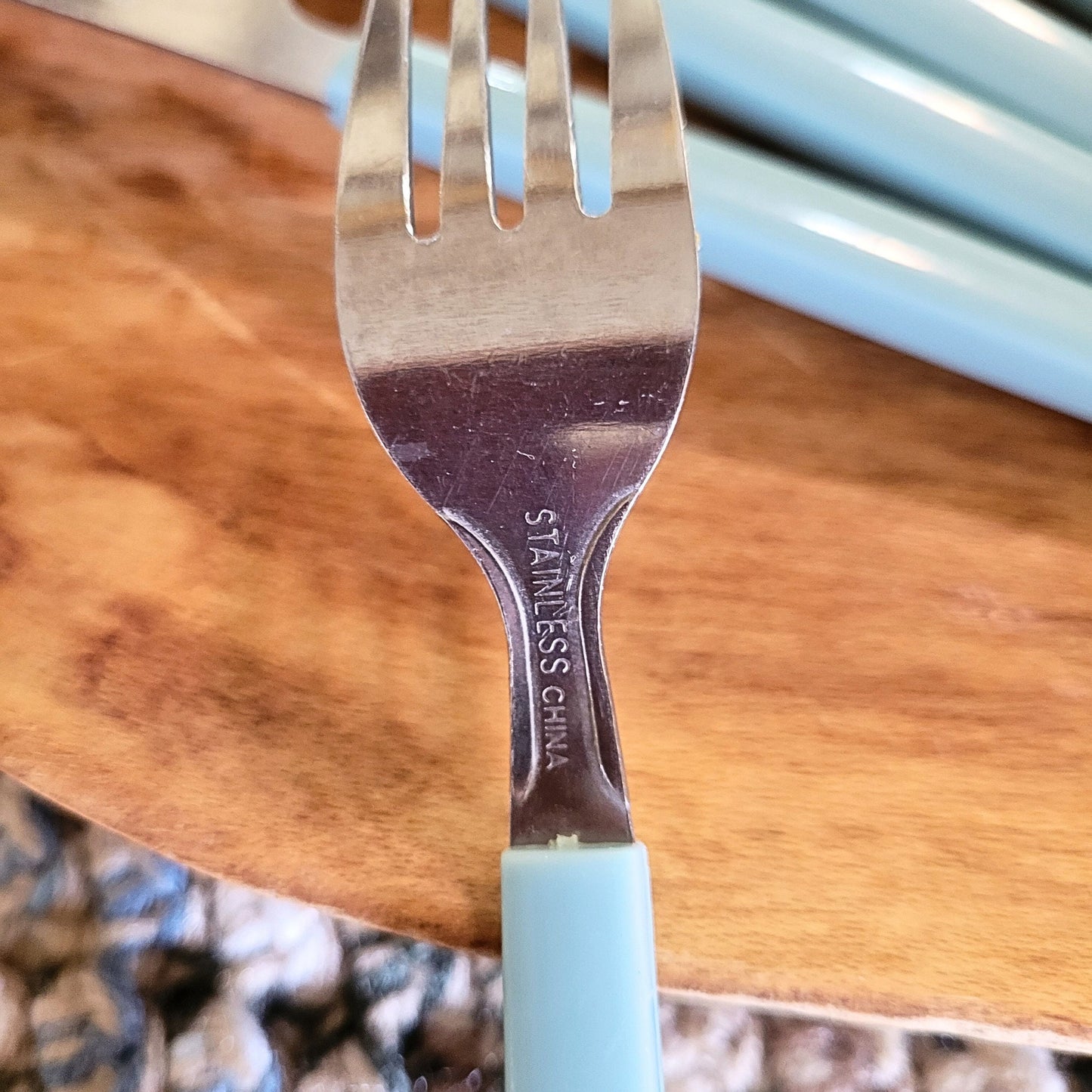 Vintage Delphite Plastic Silverware in Light Blue
