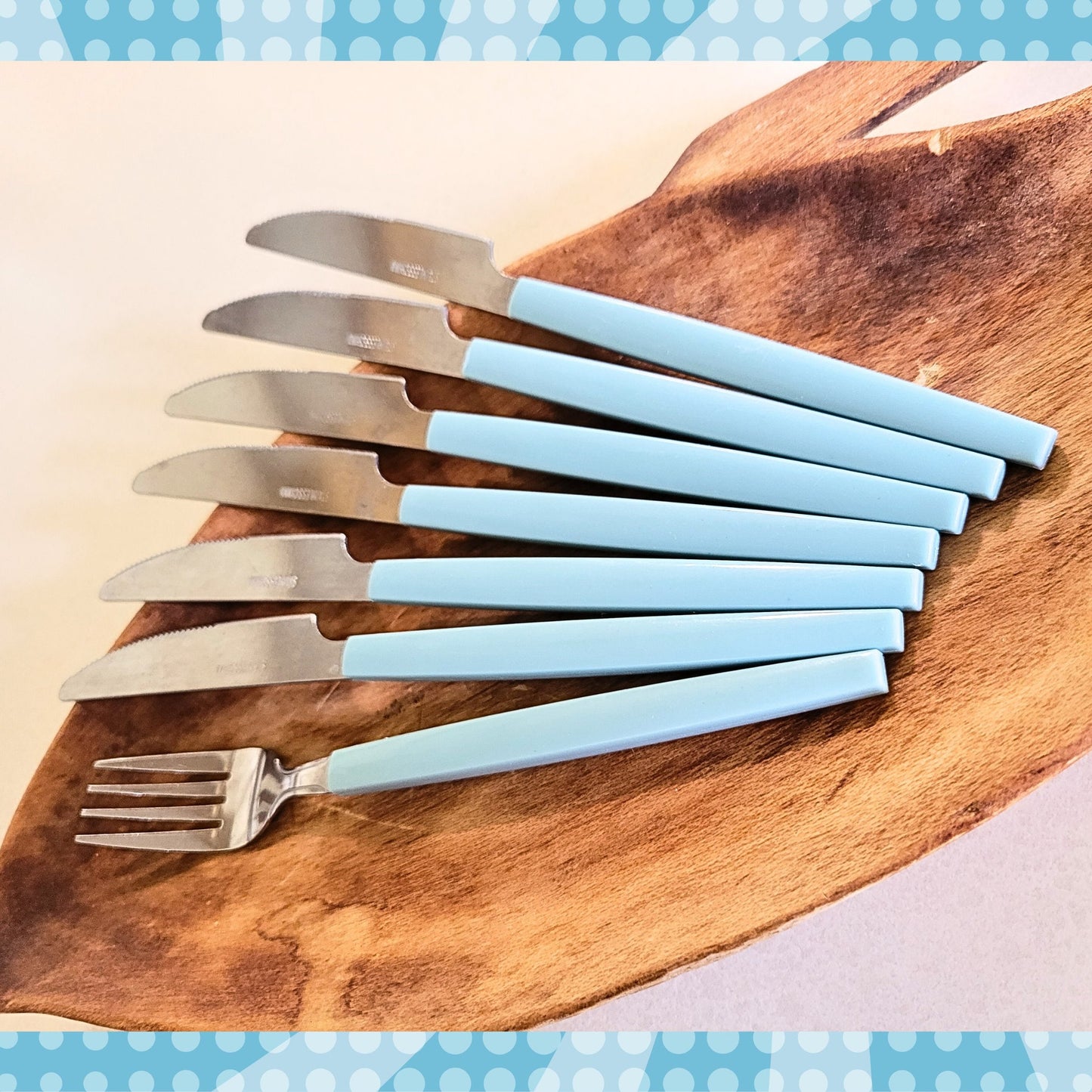 Vintage Delphite Plastic Silverware in Light Blue