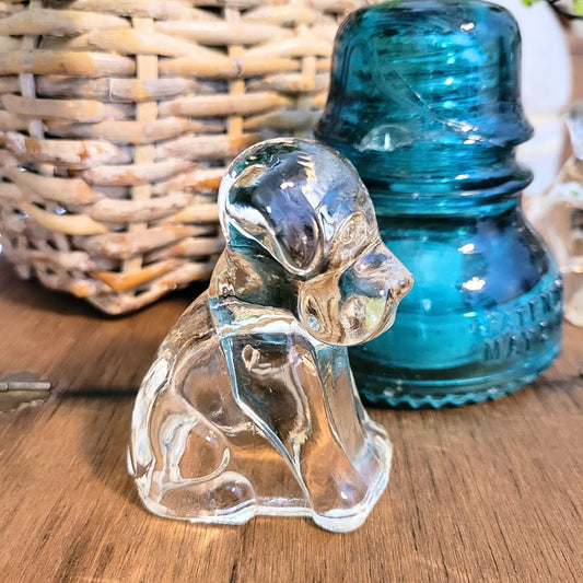 Vintage Clear Candy Container - 1940's Depression Federal Degenhart Glass Dog/Puppy Figurine