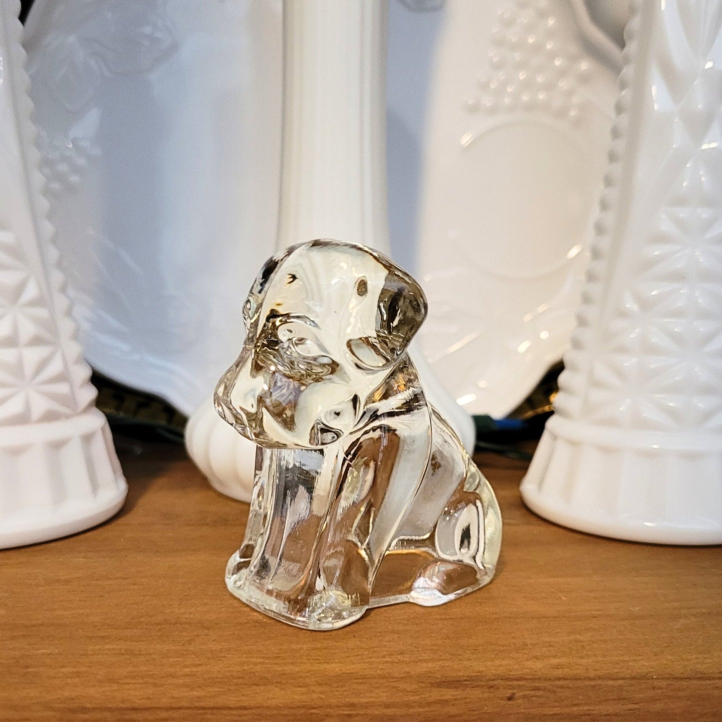 Vintage Clear Candy Container - 1940's Depression Federal Degenhart Glass Dog/Puppy Figurine