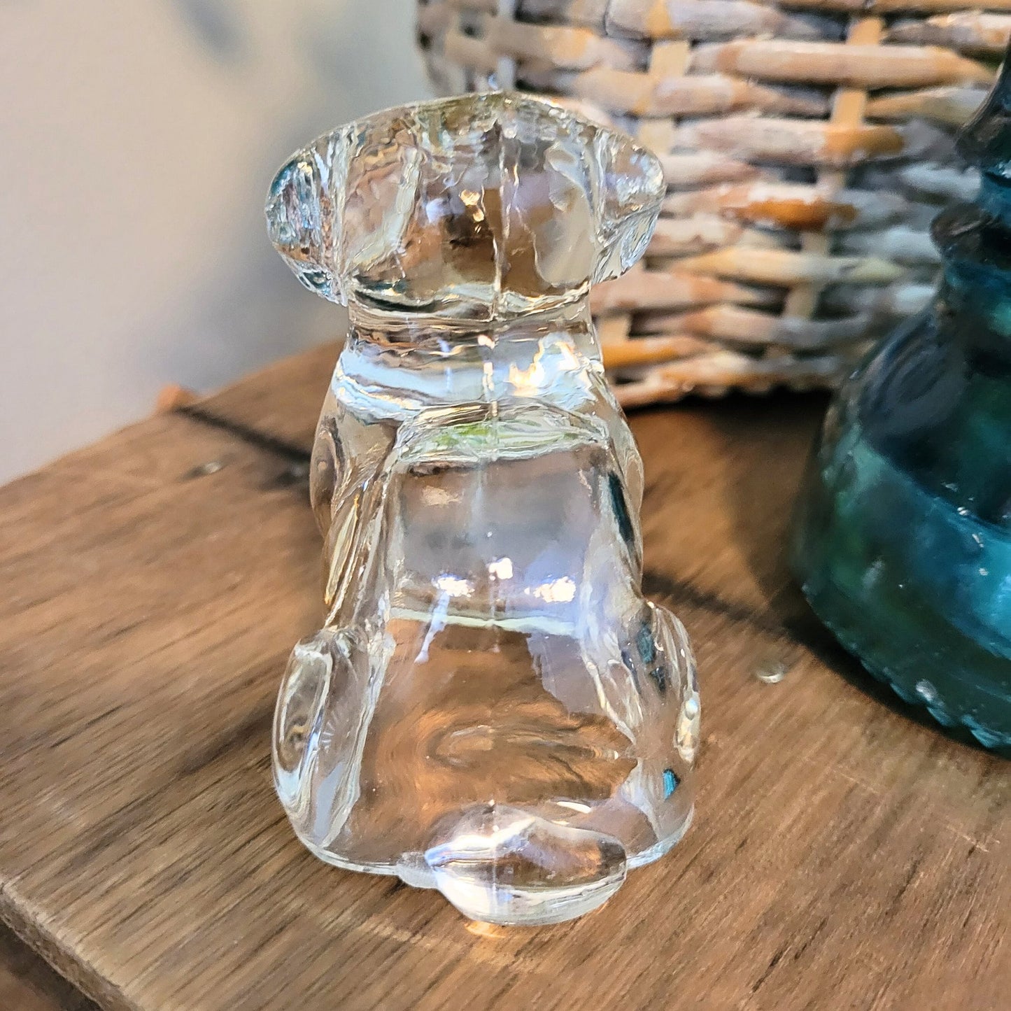 Vintage Clear Candy Container - 1940's Depression Federal Degenhart Glass Dog/Puppy Figurine