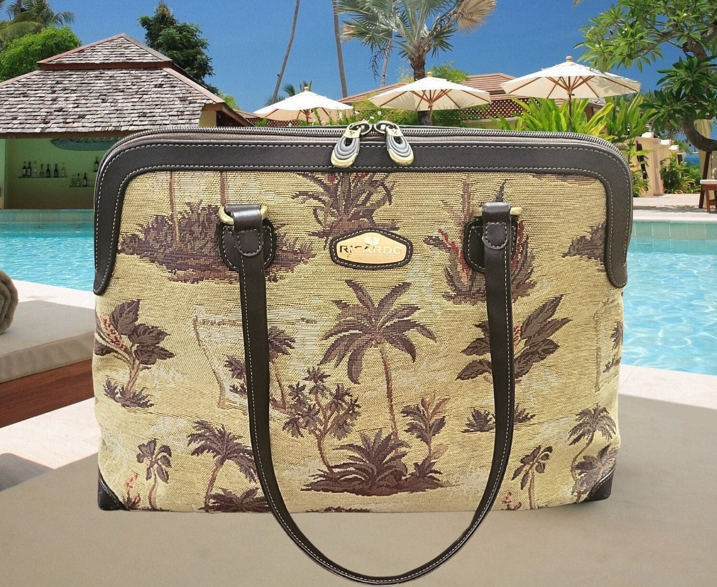 Vintage Ricardo Beverly Hills Tropical Tapestry Overnight/Carry On Bag - Vacation Bag