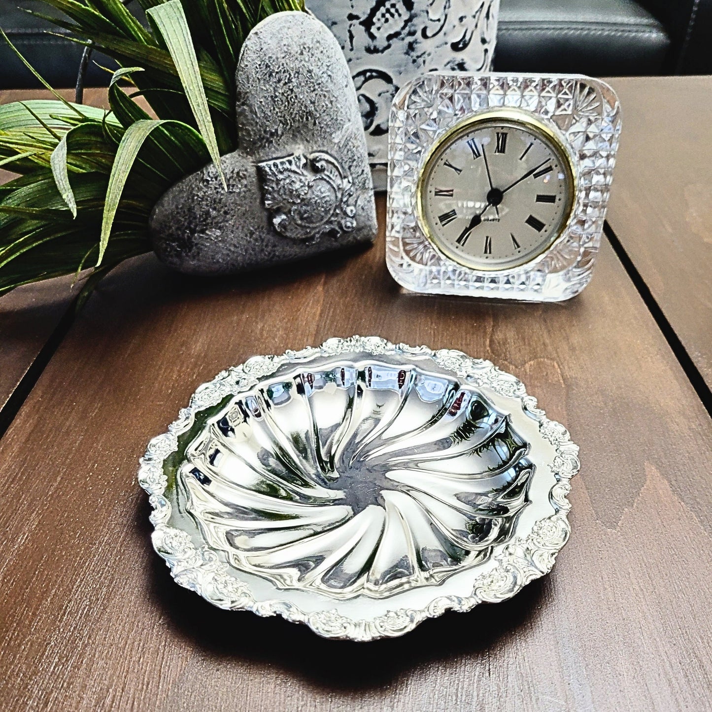 Vintage Leonard Silverplated Ornate Trinket Dish - Made in Japan