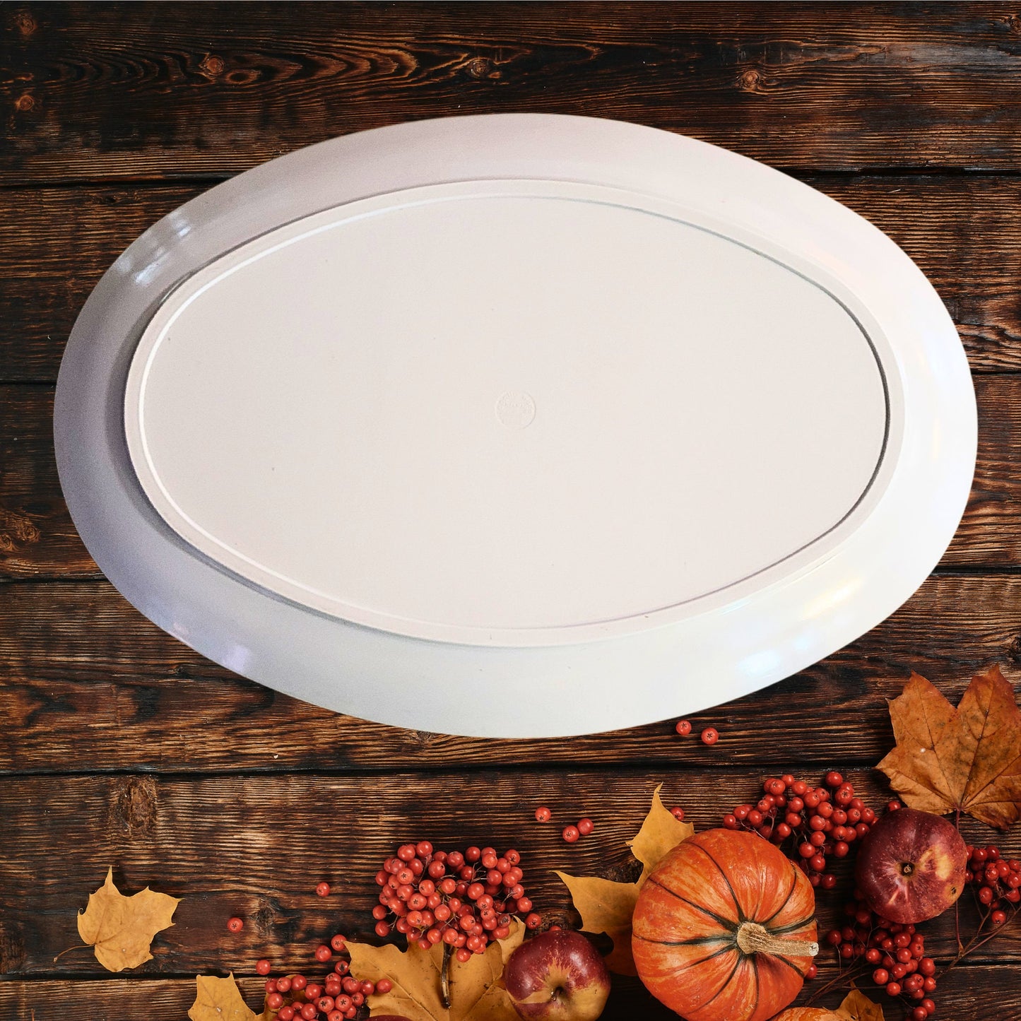 Vintage Melmac Turkey Platter: Apollo Ware Farm Scene Design