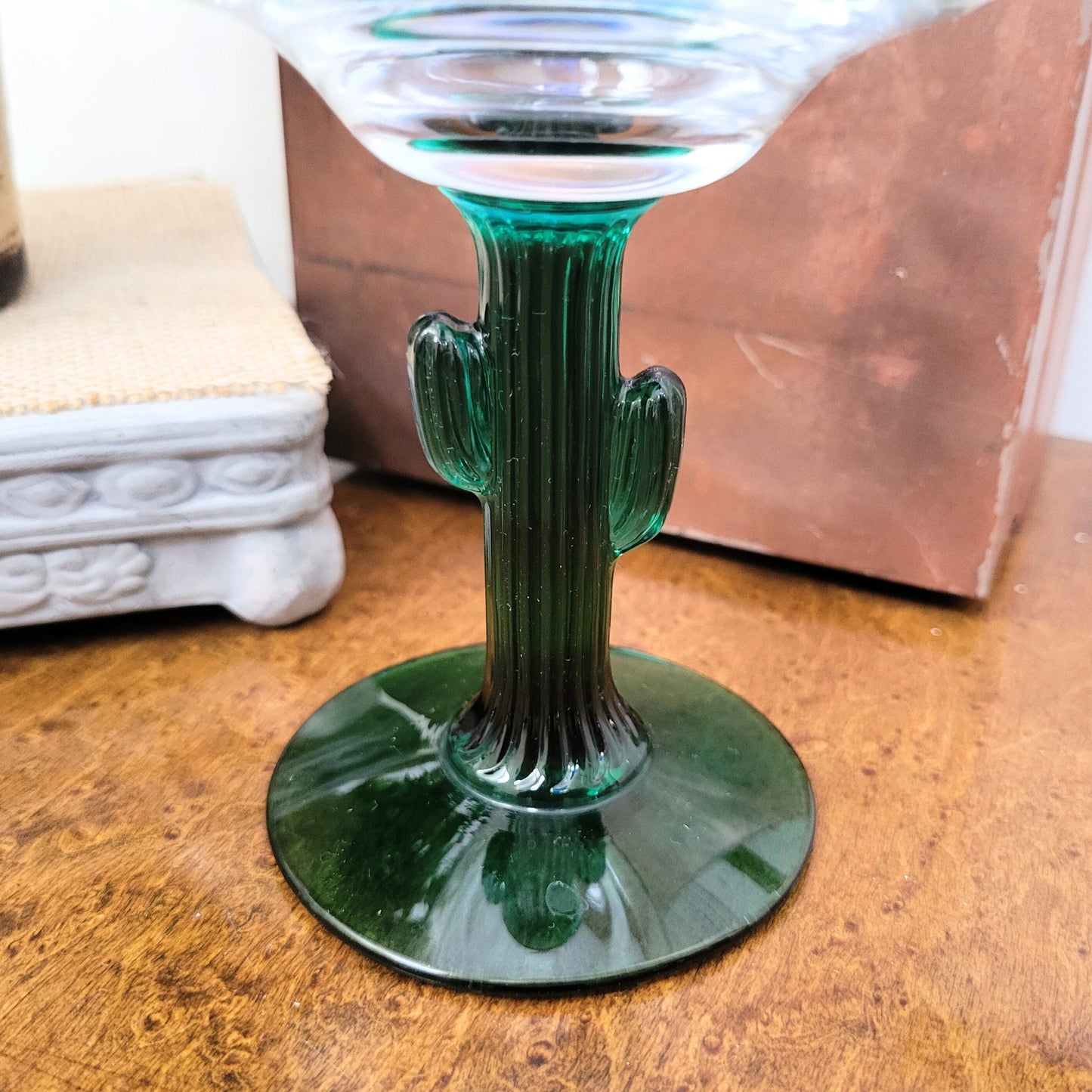 Vintage Libbey Cactus Stem Margarita Glasses - Etched Elk, Set of 6