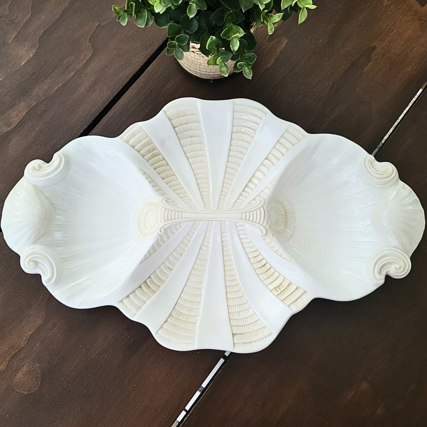 Vintage Butlers Pantry 4-Part Serving Tray/Platter - Seashell Design - Made in Italy by LENOX