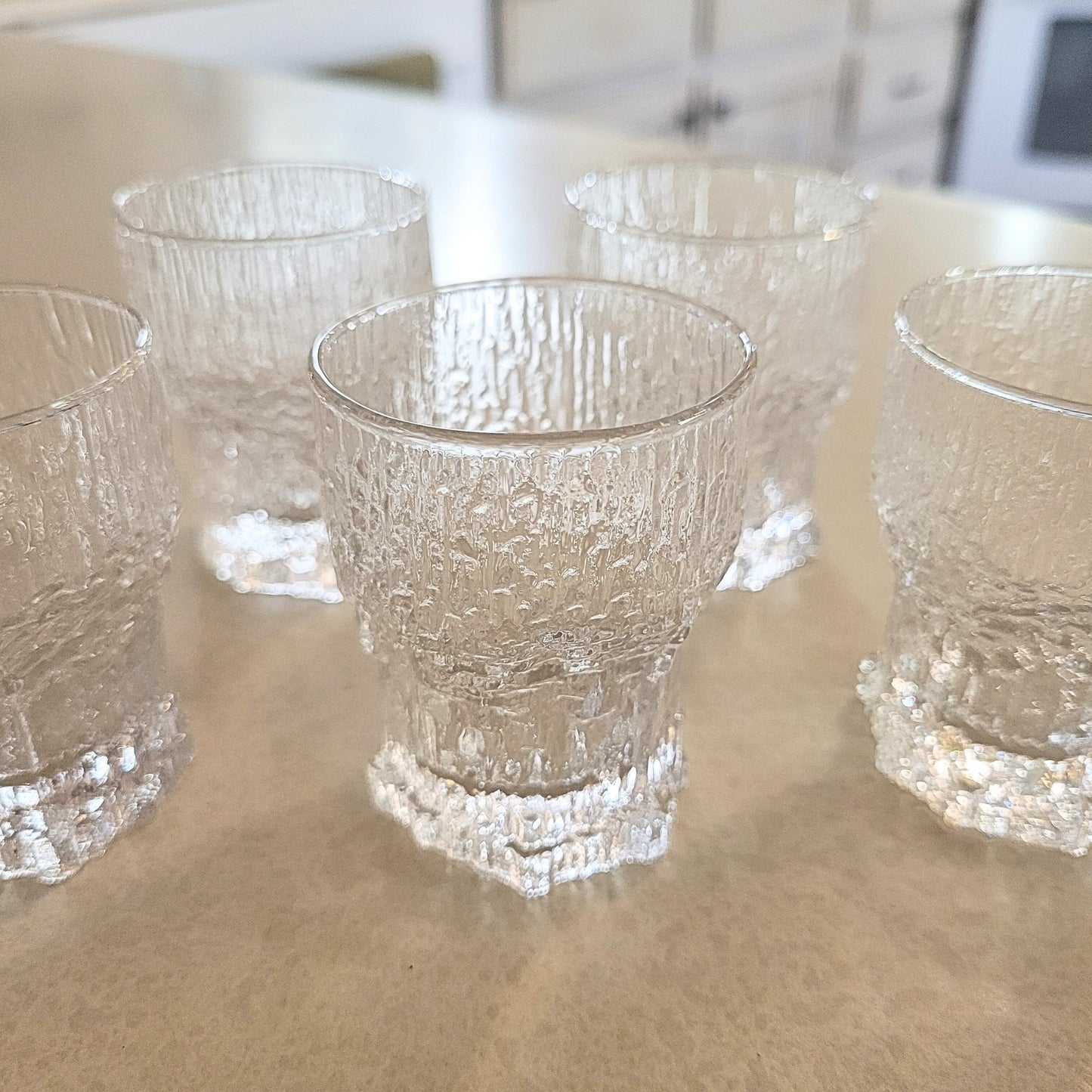 Vintage Tapio Wirkkala Littala Crystal Shot Glasses - Set of 5 - Ice Texture