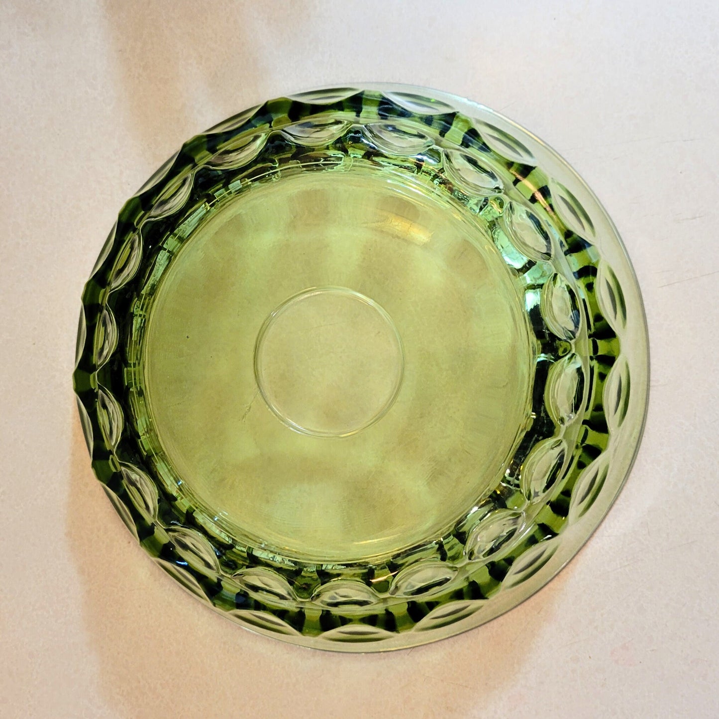 Vintage Hazel Atlas Emerald Green Glass Thumbprint Large Bowl - 1960s