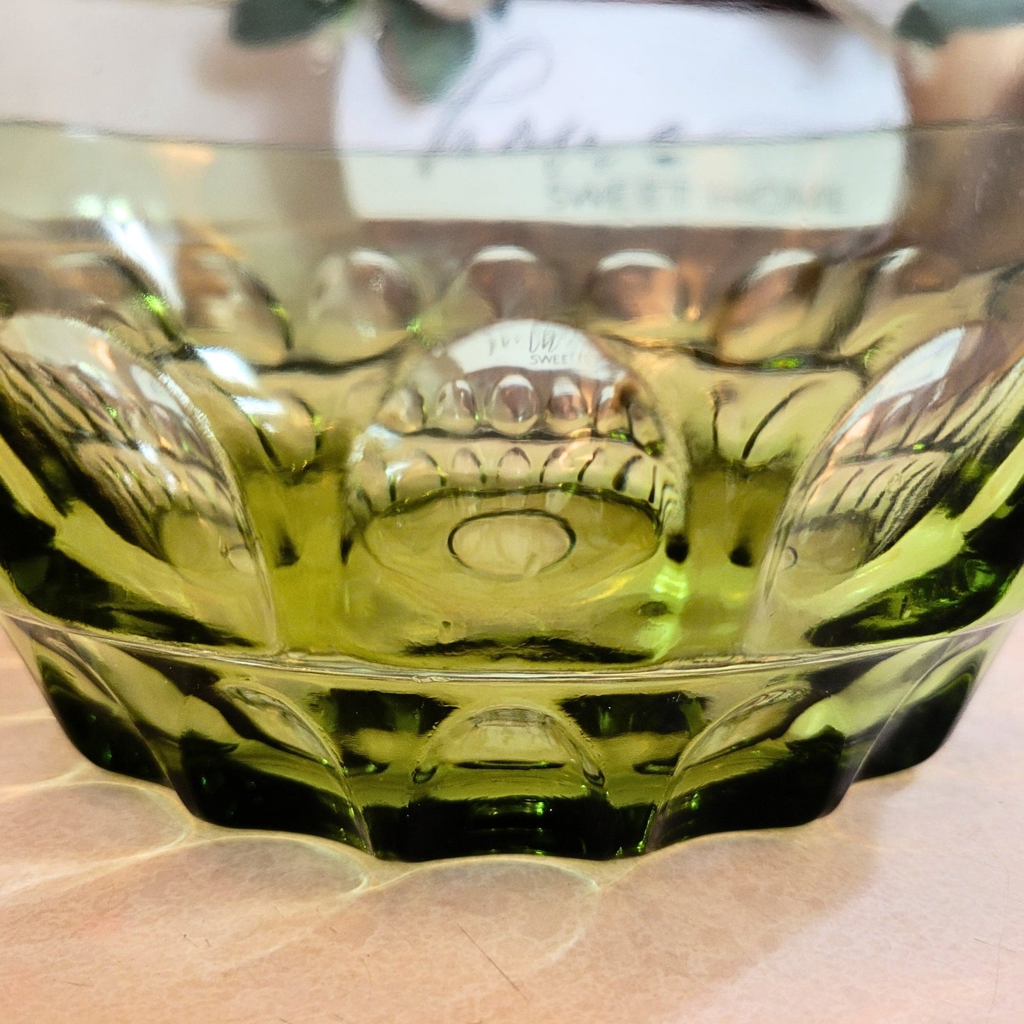 Vintage Hazel Atlas Emerald Green Glass Thumbprint Large Bowl - 1960s