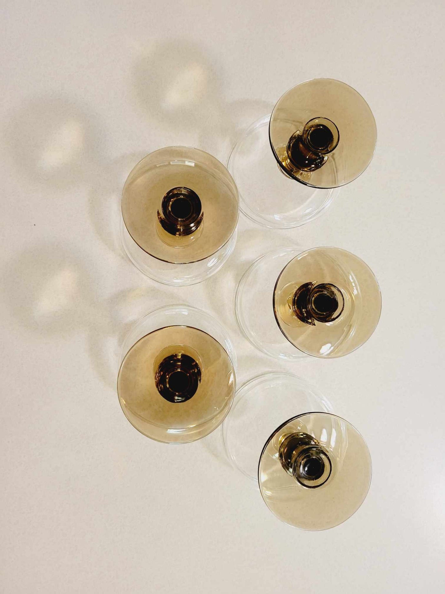 Set of 5 Libbey Amber/Root Beer Brown Margarita Glasses with Stem