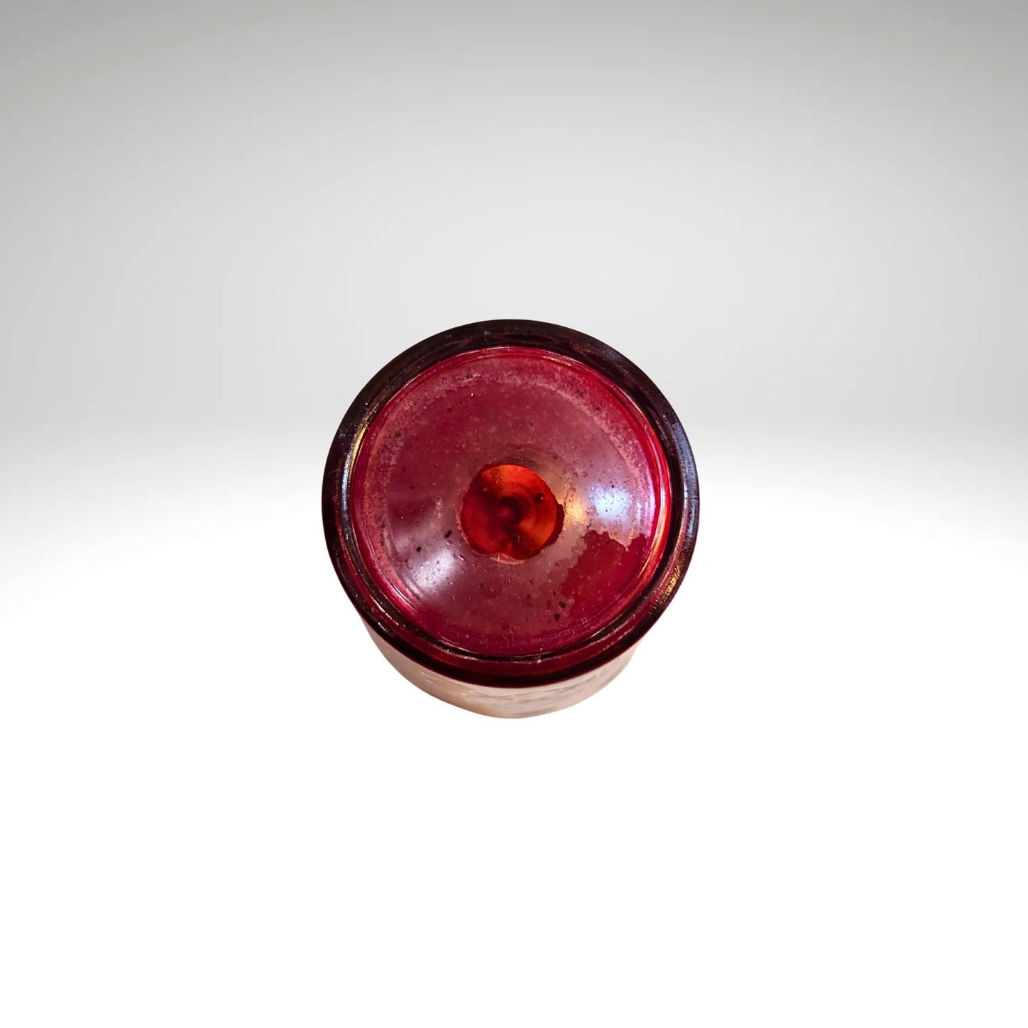 Vintage Czech Ruby Red Cut to Clear Glass Votive Candle Holder - BOHO Style
