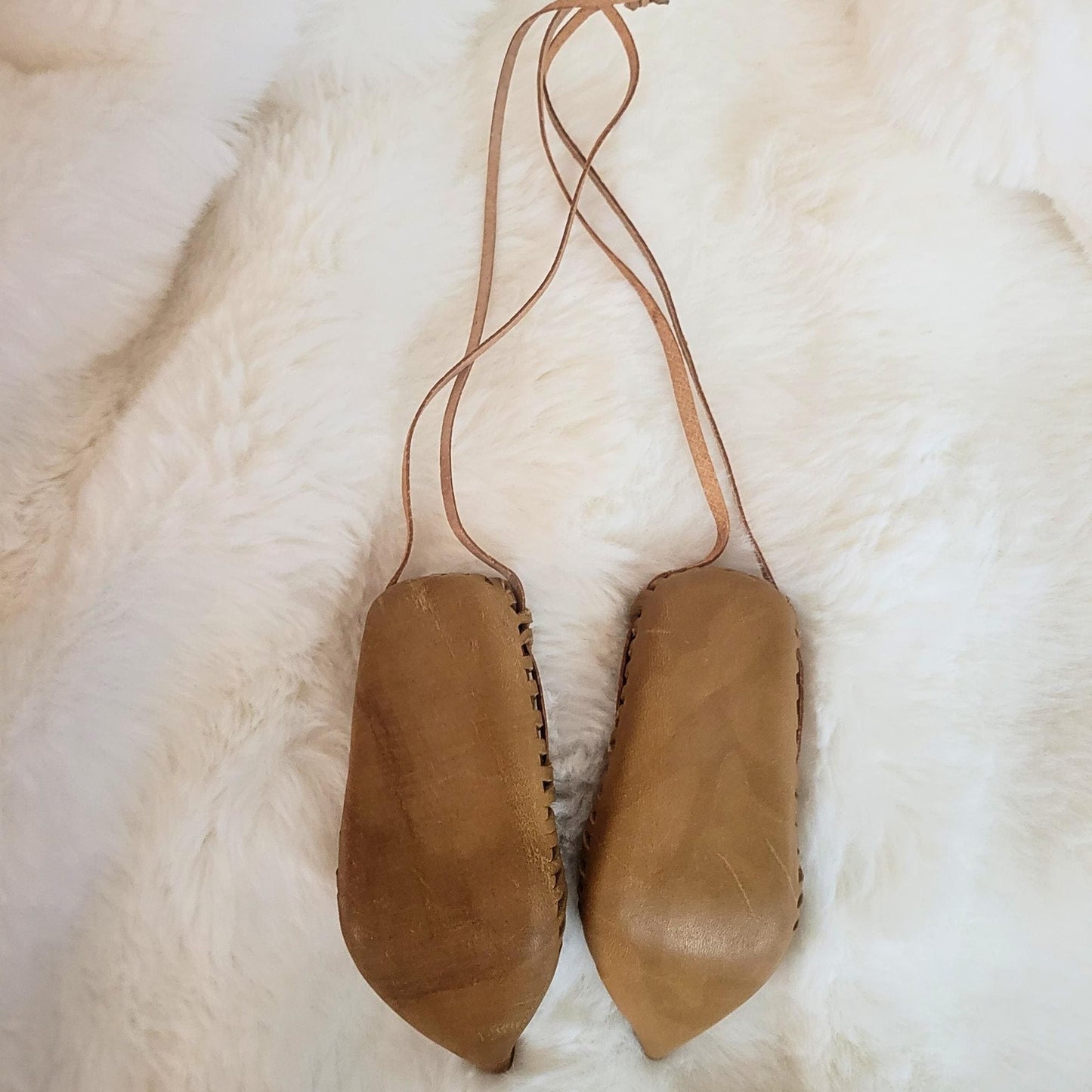 Vintage Folk Bulgarian Leather Child's Moccasins - Souvenir - Early 1900's