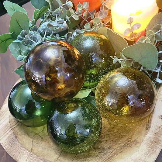 Hand Blown Glass Garden Spheres: Mexican Fishing Net Floats