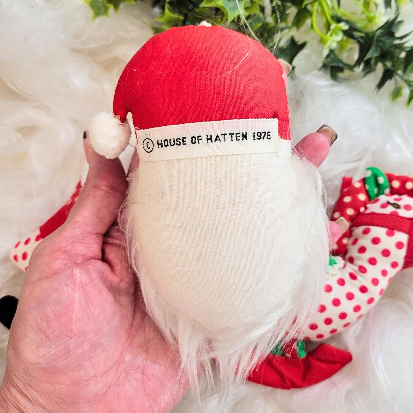 Vintage House of Hatten Plush Christmas Ornaments Set - 1976