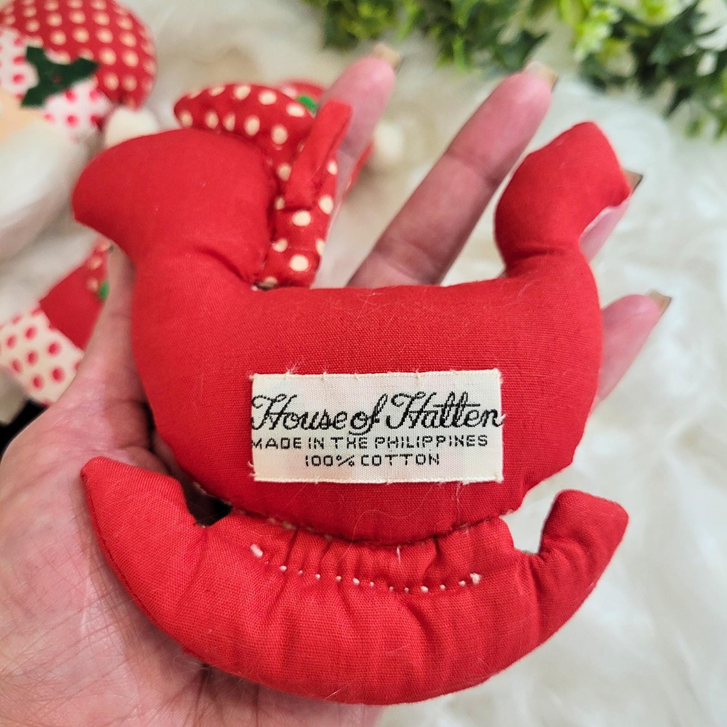 Vintage House of Hatten Plush Christmas Ornaments Set - 1976