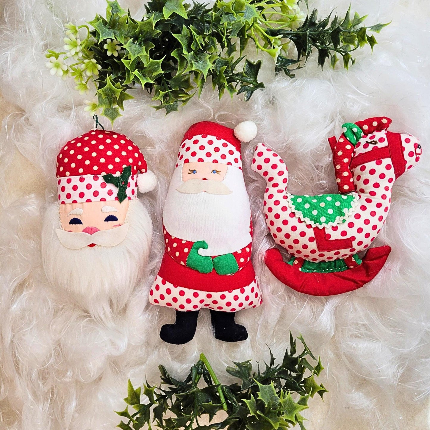 Vintage House of Hatten Plush Christmas Ornaments Set - 1976