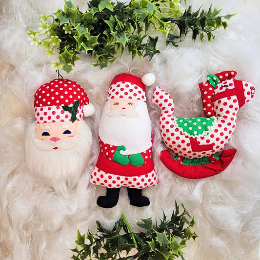 Vintage House of Hatten Plush Christmas Ornaments Set - 1976